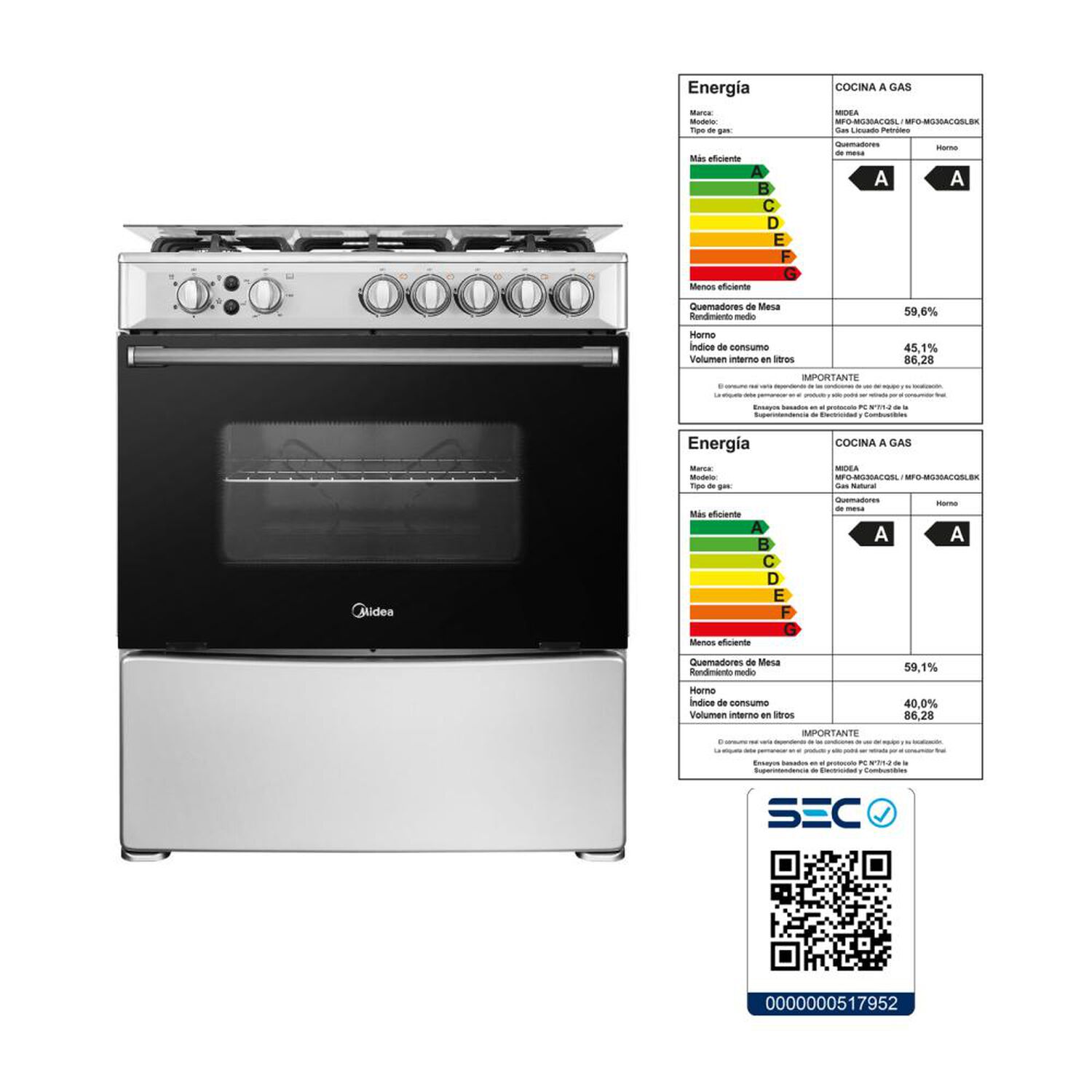 Cocina A Gas Midea MFO-MG30ACQSL / 5 Quemadores image number 10.0