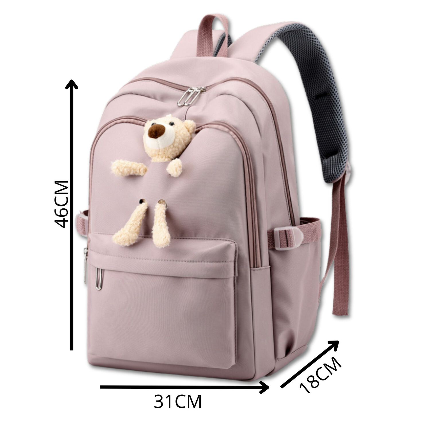 Mochila Escolar Juvenil 46cm Ni&ntilde;as Estilo Kawaii Cute Teddy Purple image number 1.0
