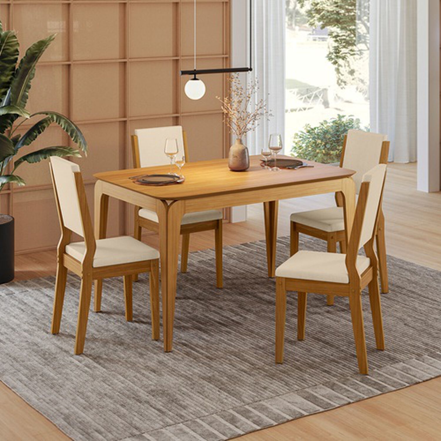Juego De Comedor 4 Sillas Arezzo 1.20 Beige 80 X 120 X 80 Cm image number 0.0