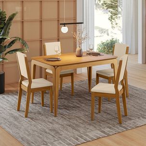 Juego De Comedor 4 Sillas Arezzo 1.20 Beige 80 X 120 X 80 Cm