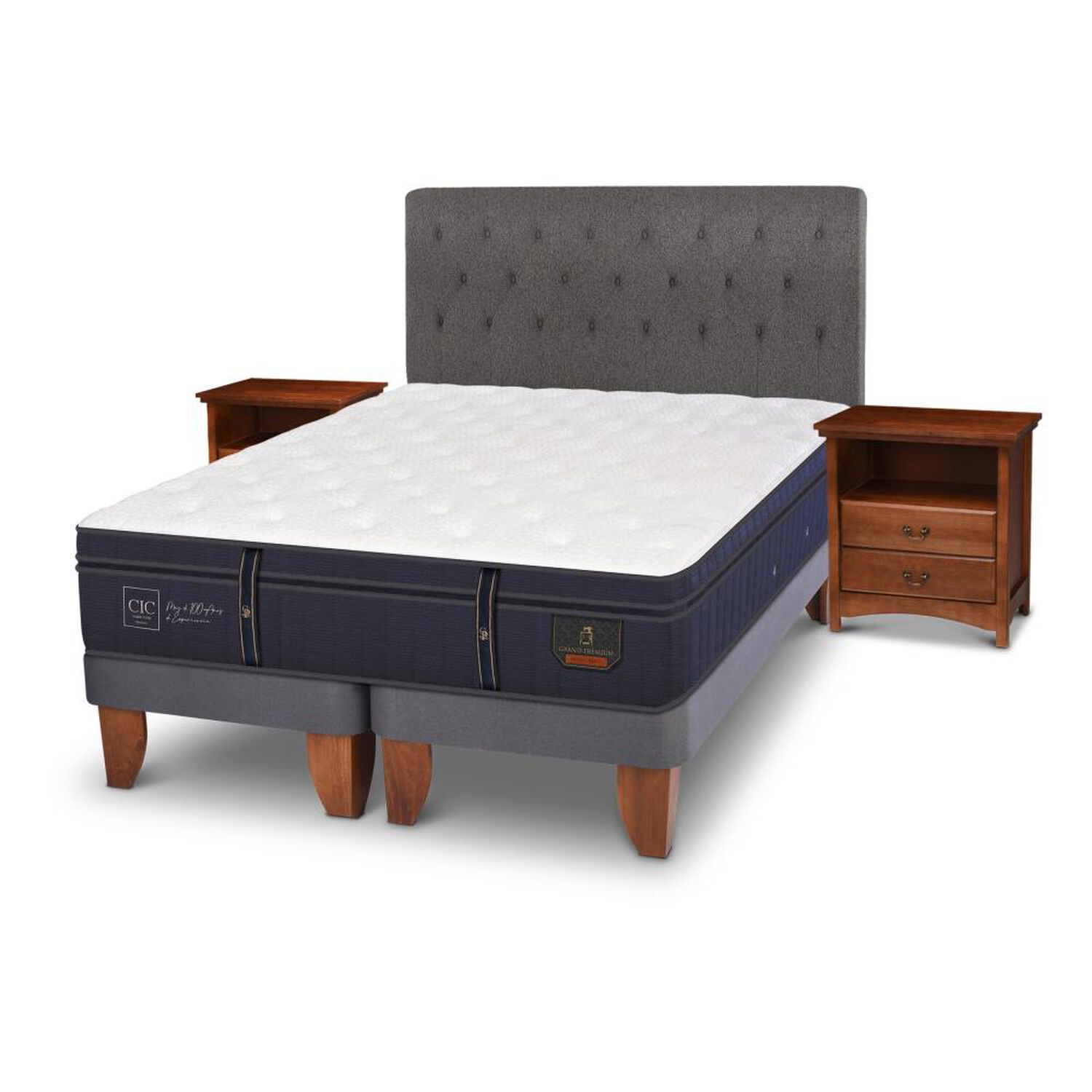 Cama Europea Cic Grand Premium / King / Base Dividida + Set De Maderas image number 3.0