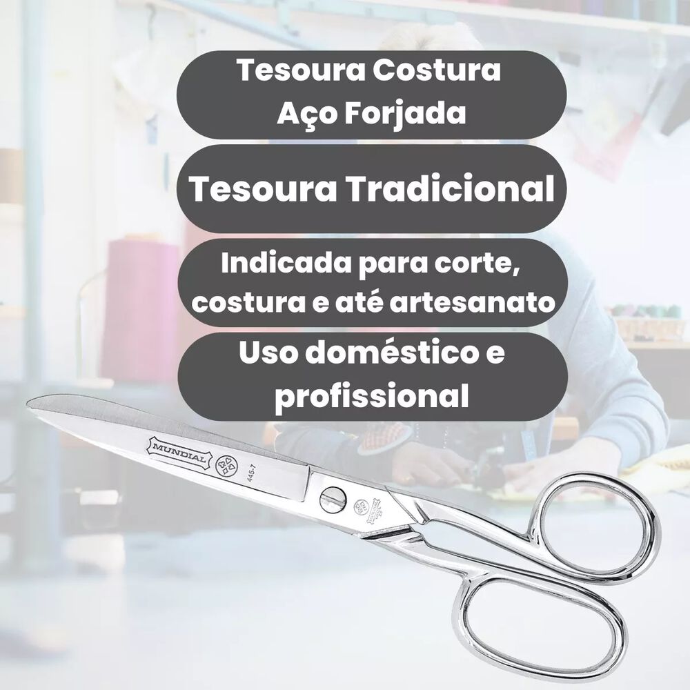 Tijera Para Costura Mundial Metálica 445-7, 7'' (17,8cm) image number 2.0