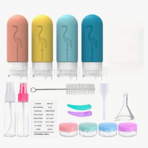 Set De Viaje Botellas Pl&aacute;sticas Dispensadoras 17 Pcs