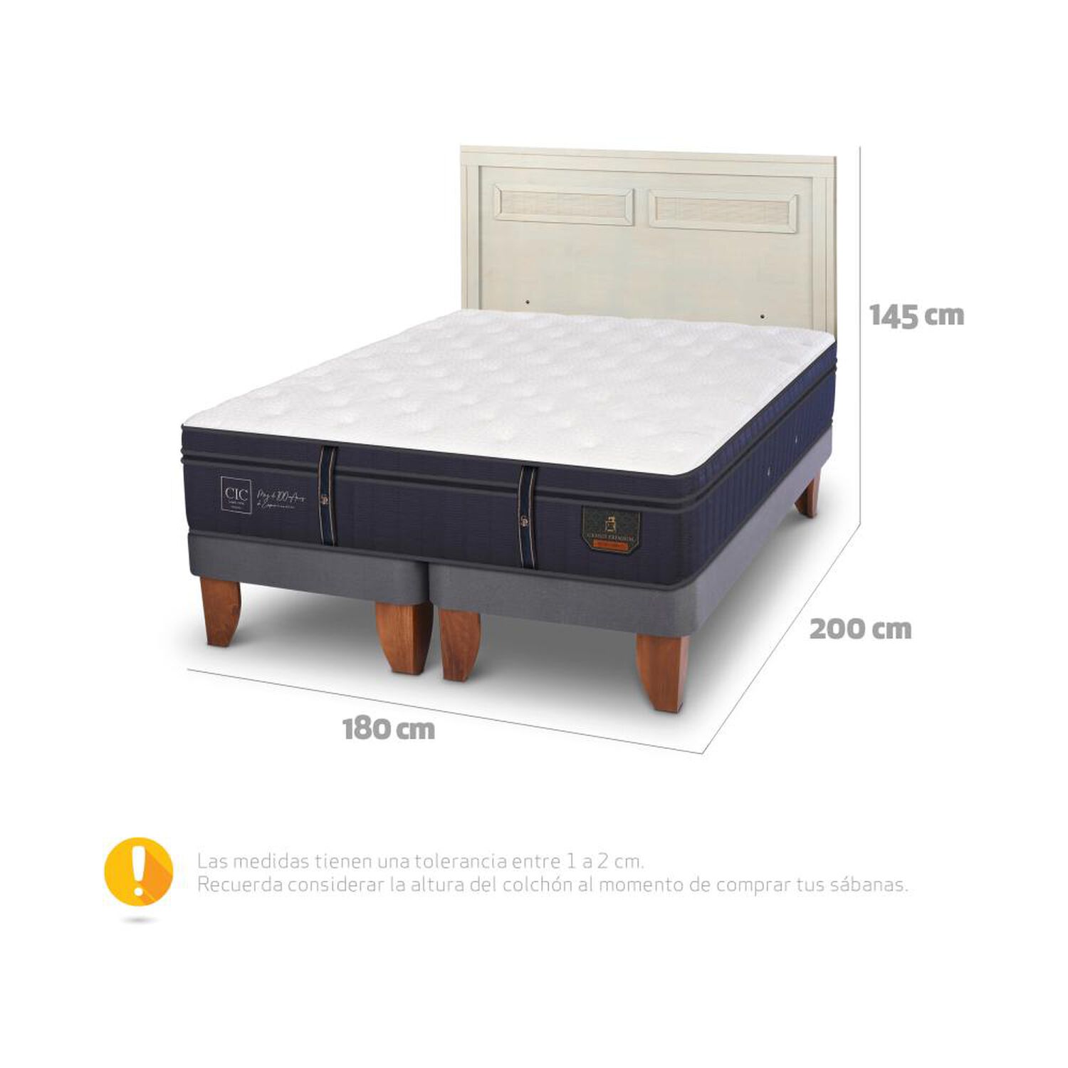 Cama Europea Cic Linea Premium / King / Base Dividida + Respaldo image number 5.0