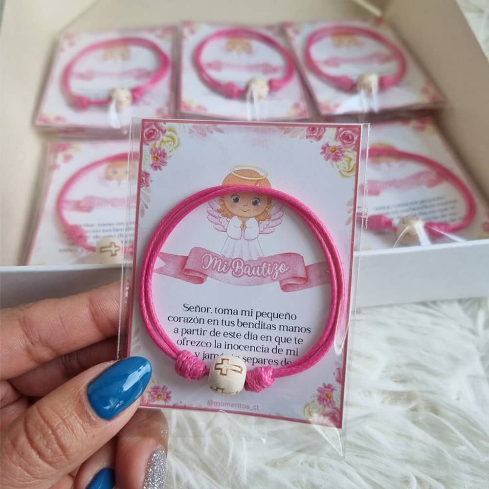 Recuerdos Encintados Bautismo Bautizo 12 Hilo Rojo + Tarjeta image number 1.0