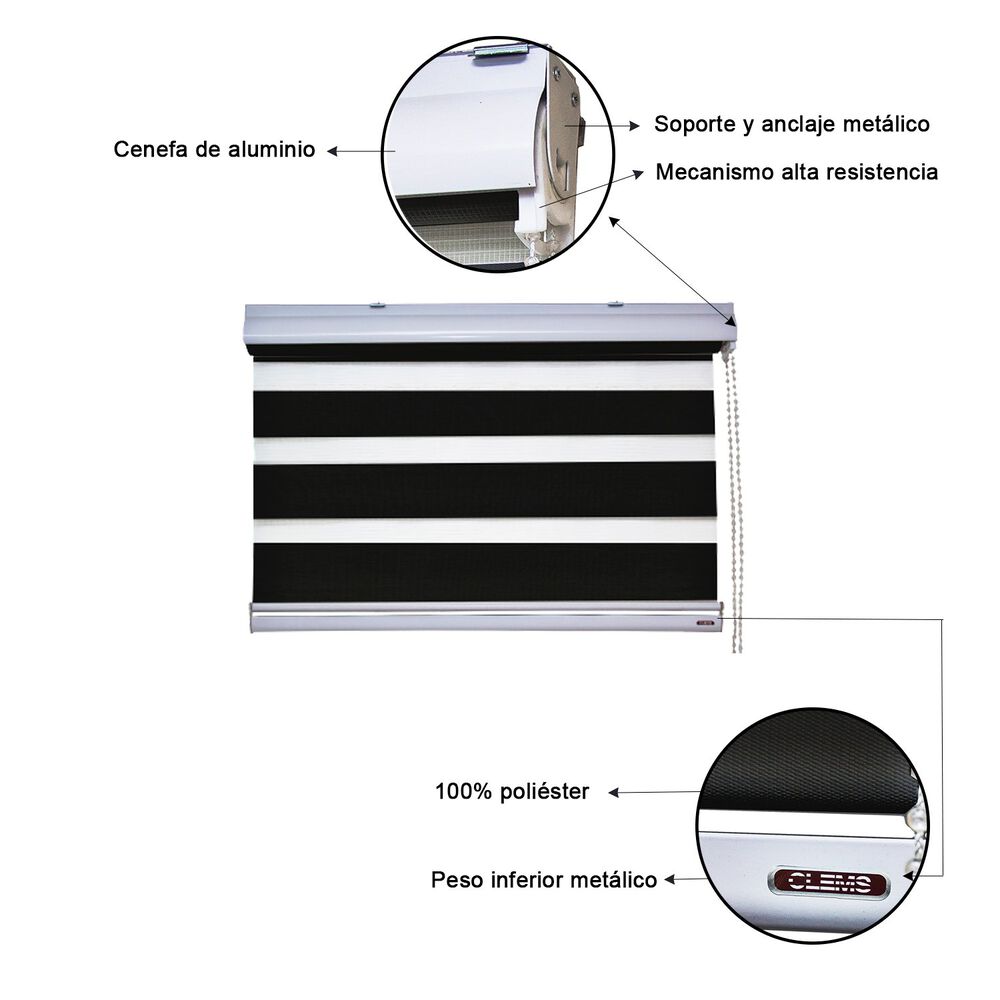 Cortina Roller Duo 135x140 Negro image number 3.0