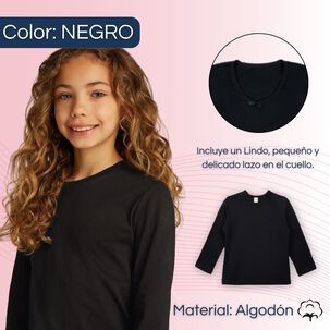 Pack 3 Camisetas Algod&oacute;n Mnga Larga Polera Ni&ntilde;a Primera Capa