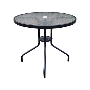 Mesa De Terraza De Vidrio Y Acero Grande Negra