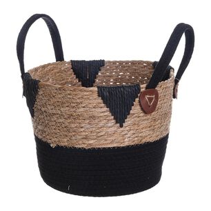 Canasto Organizacion Fibra Natural Con Negro Az Home / 27x24 Cm