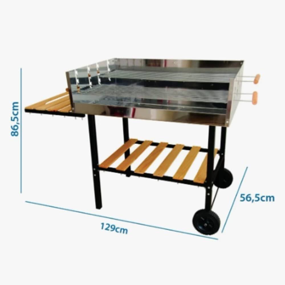 Parrilla Carb&oacute;n Acero Inoxidable Con Ruedas image number 1.0