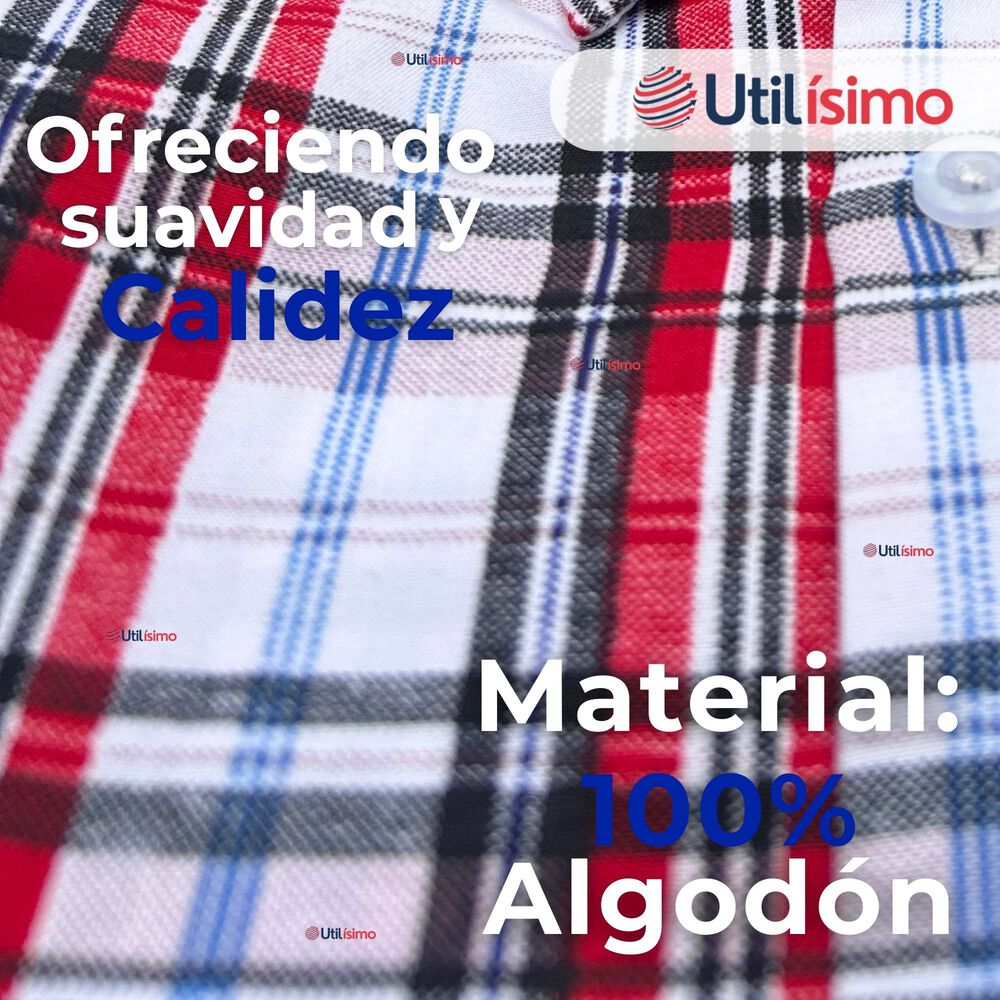Camisa Huaso Cuadrillé Cuadro Manga Larga 100% Algodón Azul Blanco Casual image number 7.0