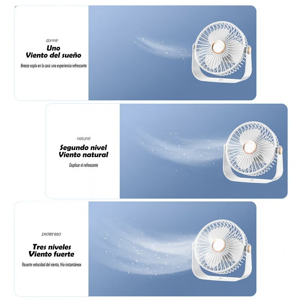 Ventilador De Escritorio Port&aacute;til Usb Con Luz Recargable 17 Cm image number 4.0