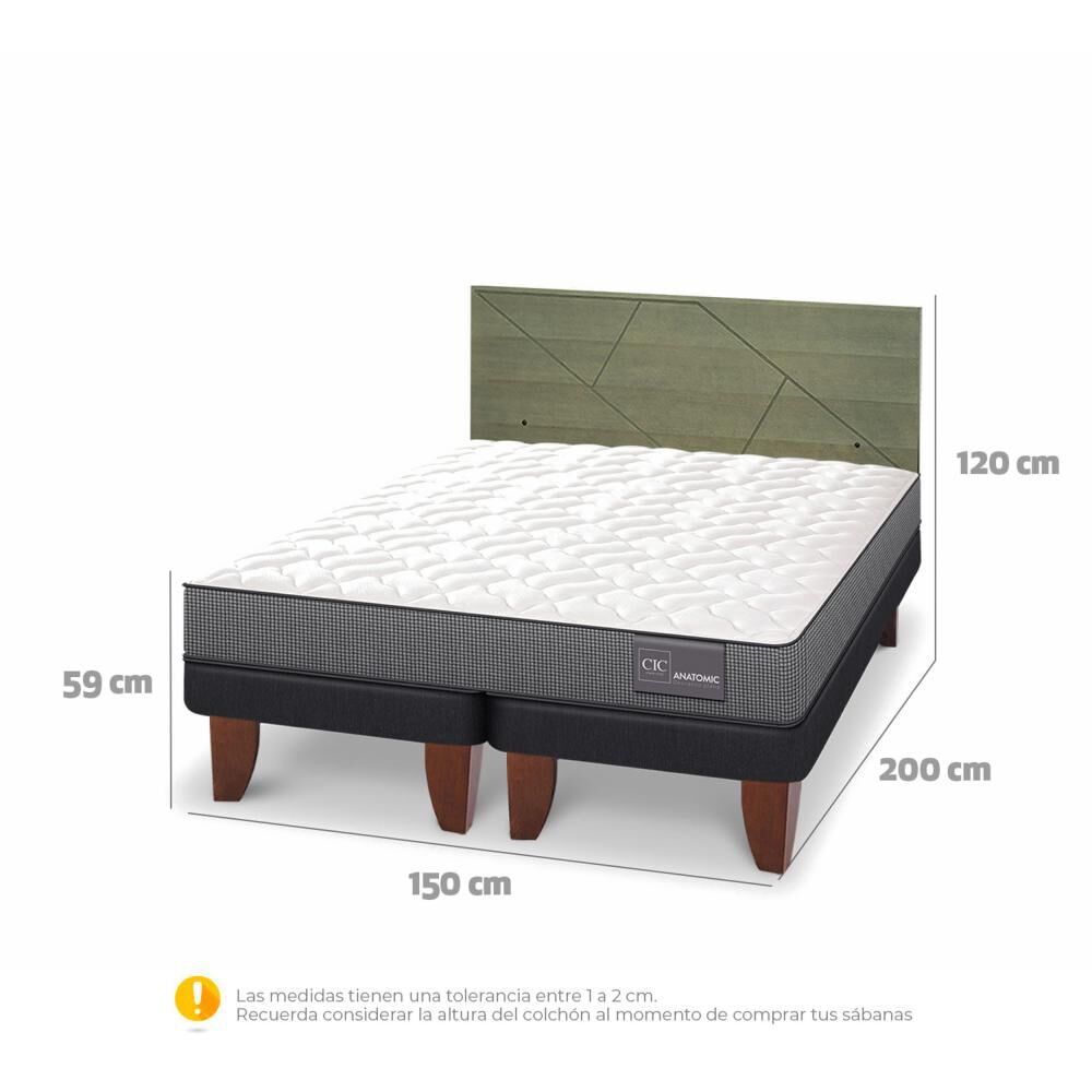 Cama Europea Cic Anatomic / 2 Plazas / Base Dividida + Respaldo image number 4.0