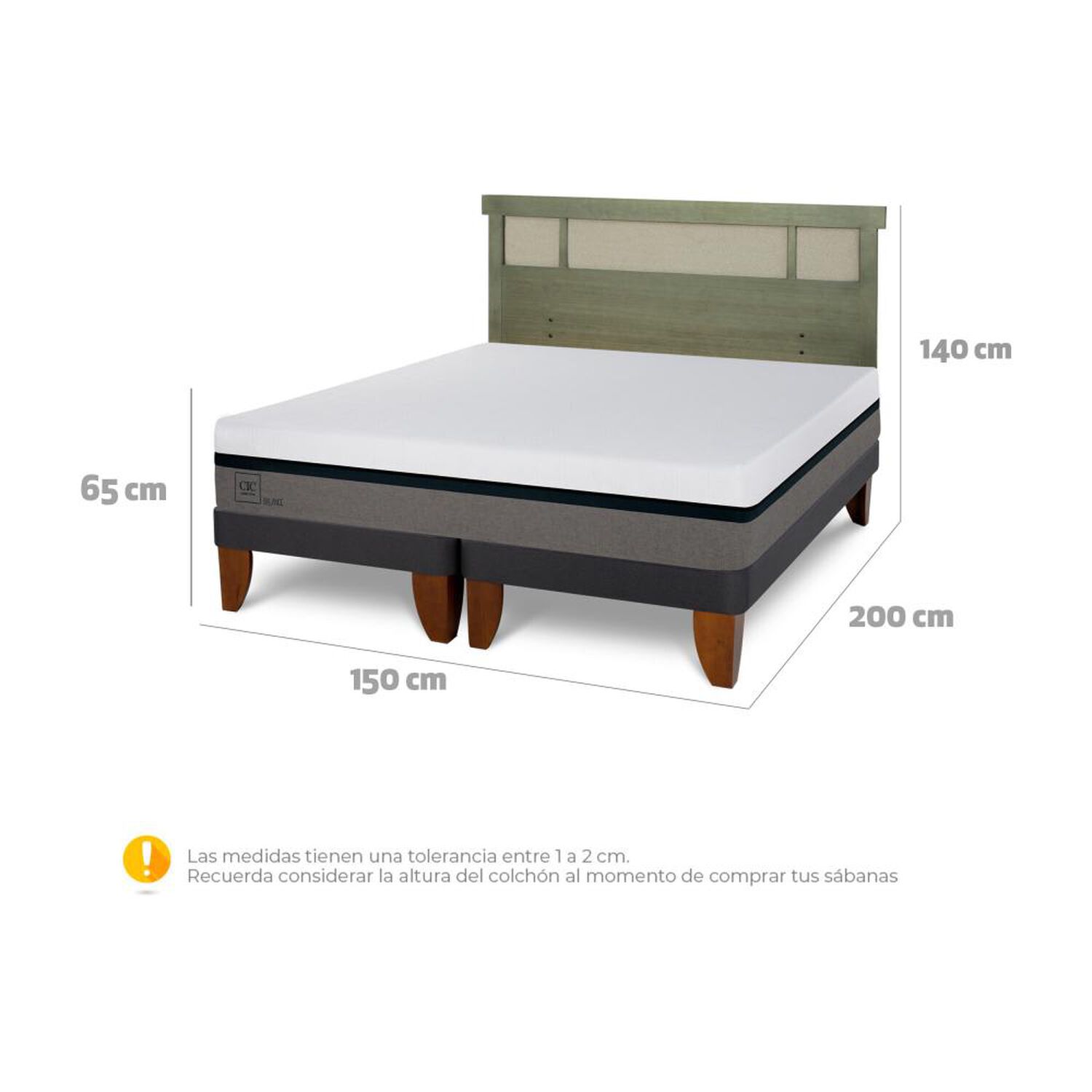 Cama Europea Cic Balance / 2 Plazas / Base Dividida + Respaldo image number 6.0