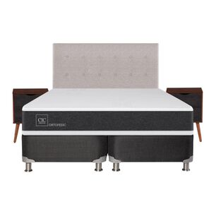 Box Spring Cic Ortopedic / 2 Plazas / Base Dividida  + Set De Maderas