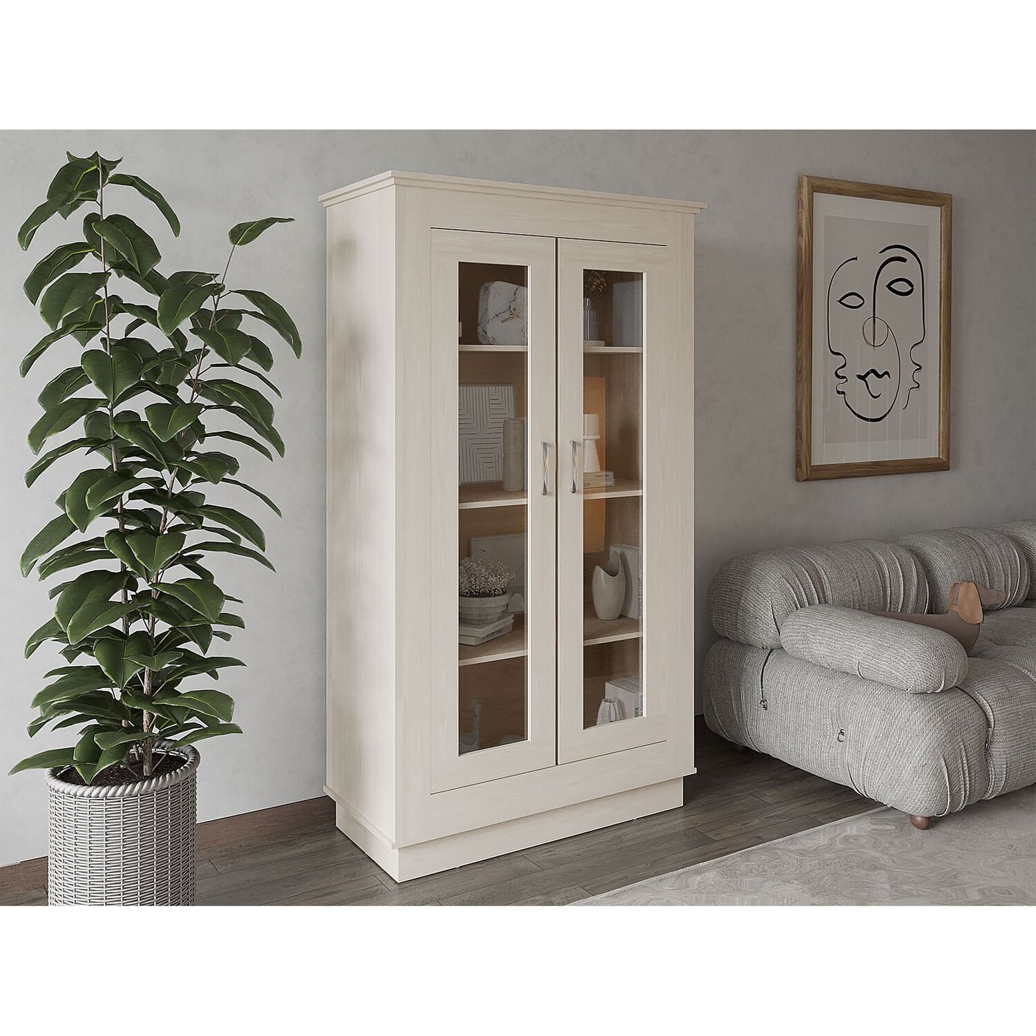 Vitrina 2 Puertas 3 Estantes Fm-005b Blanco image number 6.0