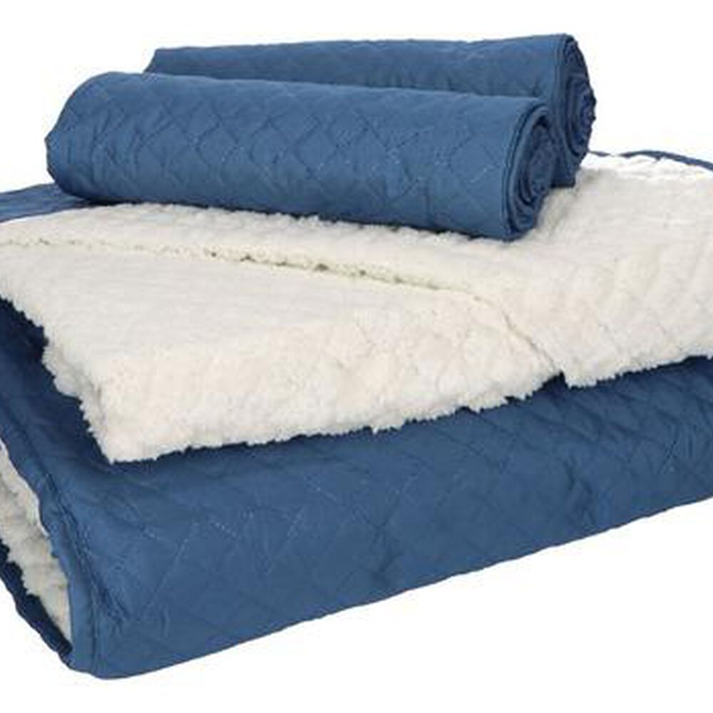 Quilt Andes Sherpa Liso Azul 2 Plazas image number 1.0