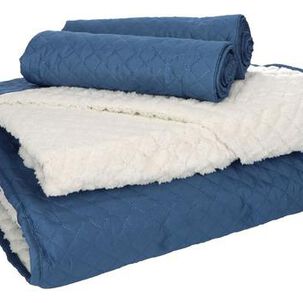 Quilt Andes Sherpa Liso Azul 2 Plazas