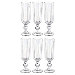 Set 6 Copas Flute Talladas 160ml Lisa Allegra De Vidrio