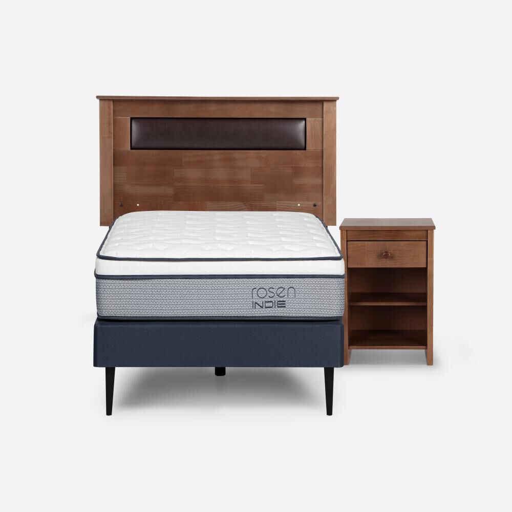 Cama Europea Rosen Indie / 1 Plaza / Base Normal + Set De Maderas Ferrara image number 0.0