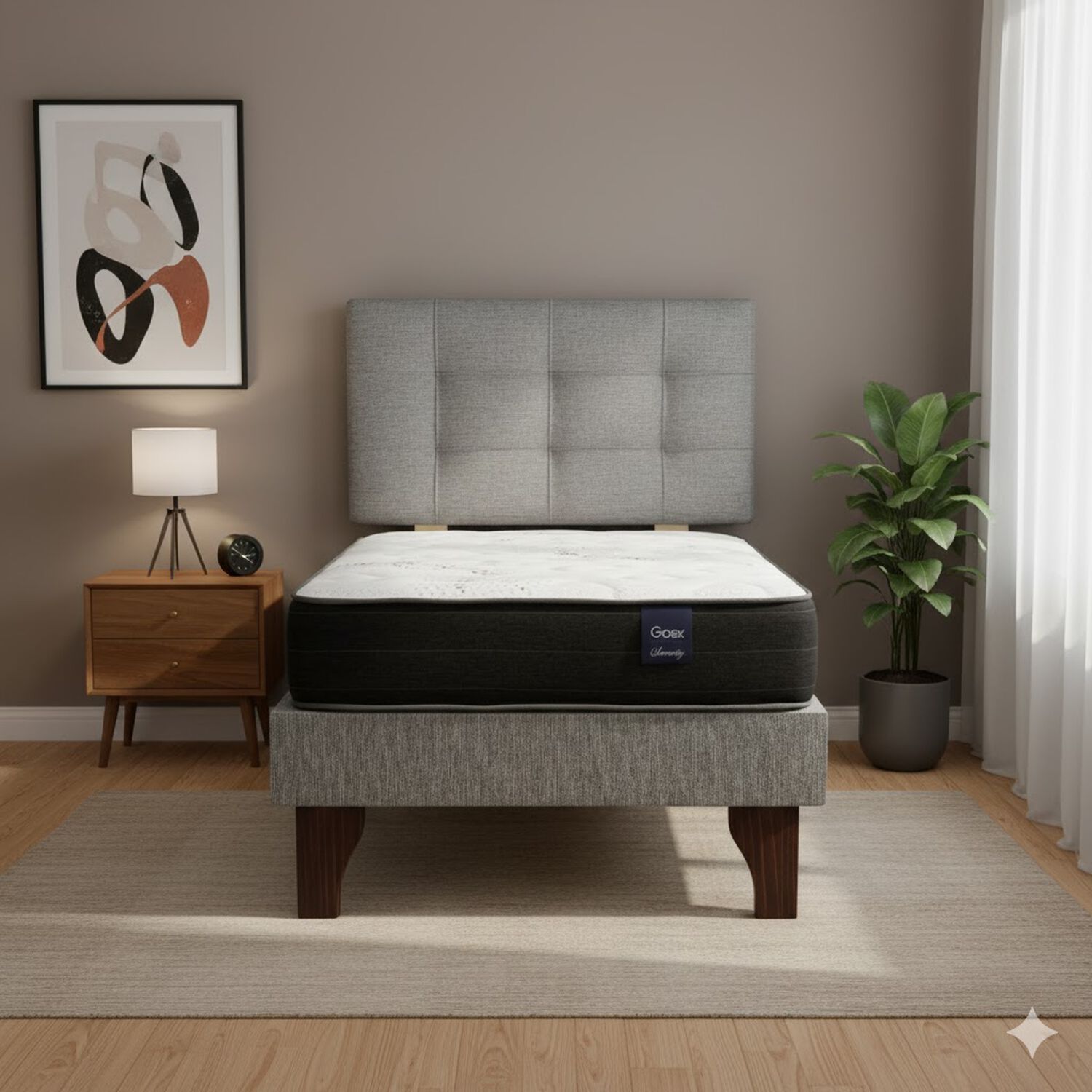 Cama Europea 1.5 Plaza 190 Respaldo Ginebra image number 0.0