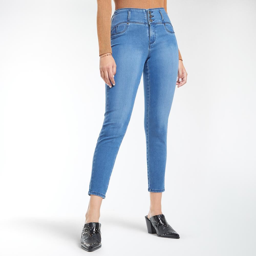 Jeans Tiro Medio Escultural Push Up Mujer Kimera image number 2.0