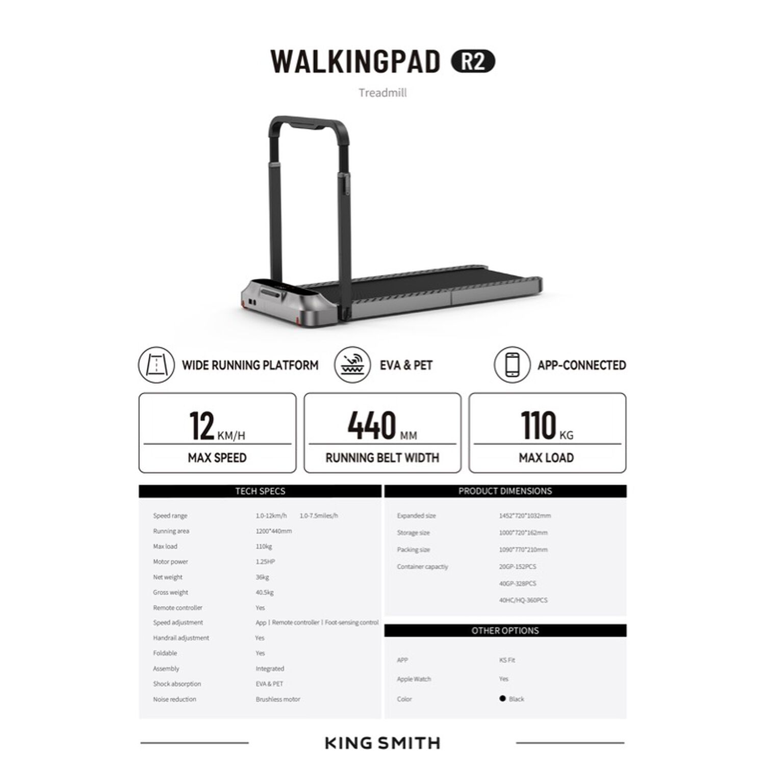 Kingsmith Trotadora Walkingpad R2 V2 (12km) Xiaomi image number 1.0
