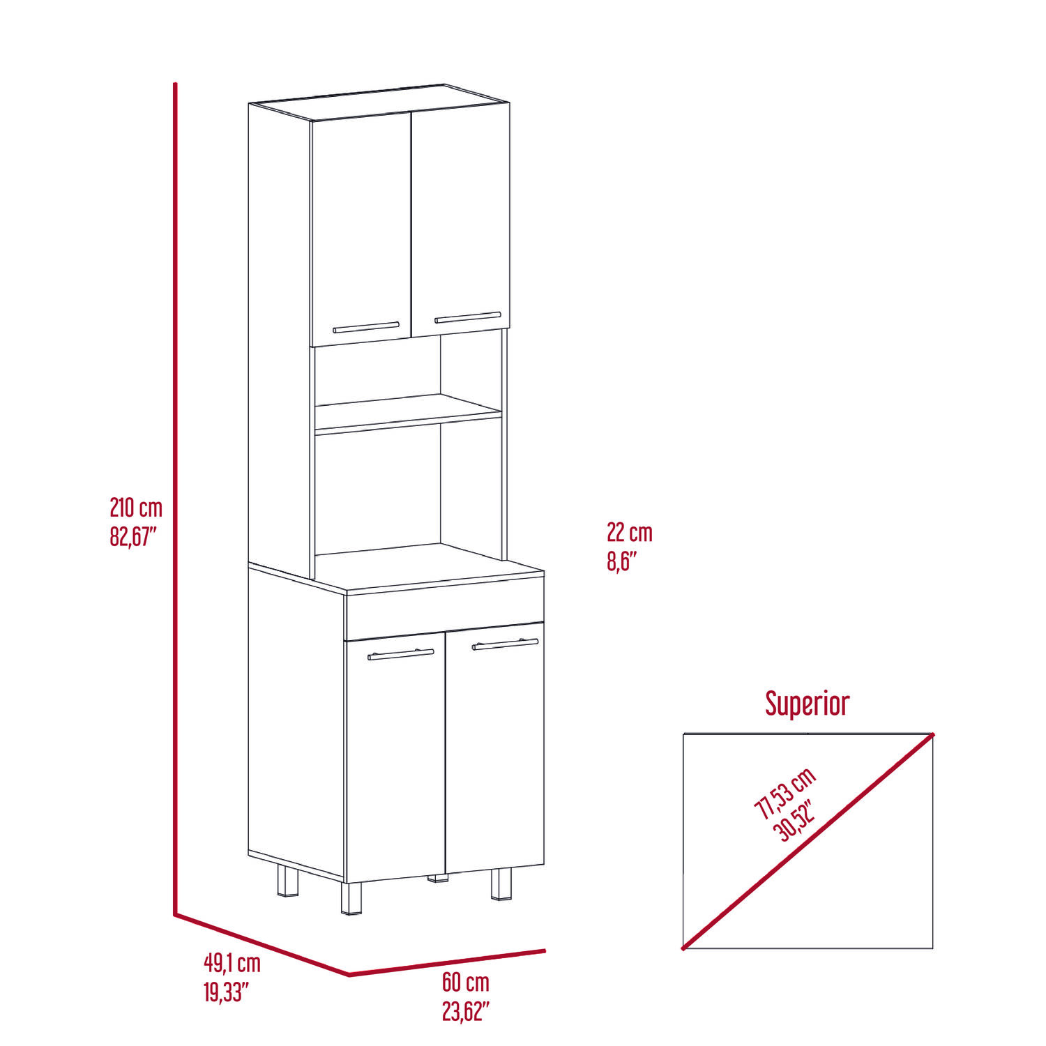 Mueble Para Microondas Caf&eacute; Claro 210x60x49,1 Cm image number 7.0