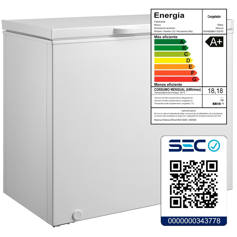 Freezer Horizontal Mabe FDHM200BY1 / Fr&iacute;o Directo / 200 Litros / A+ image number 3.0