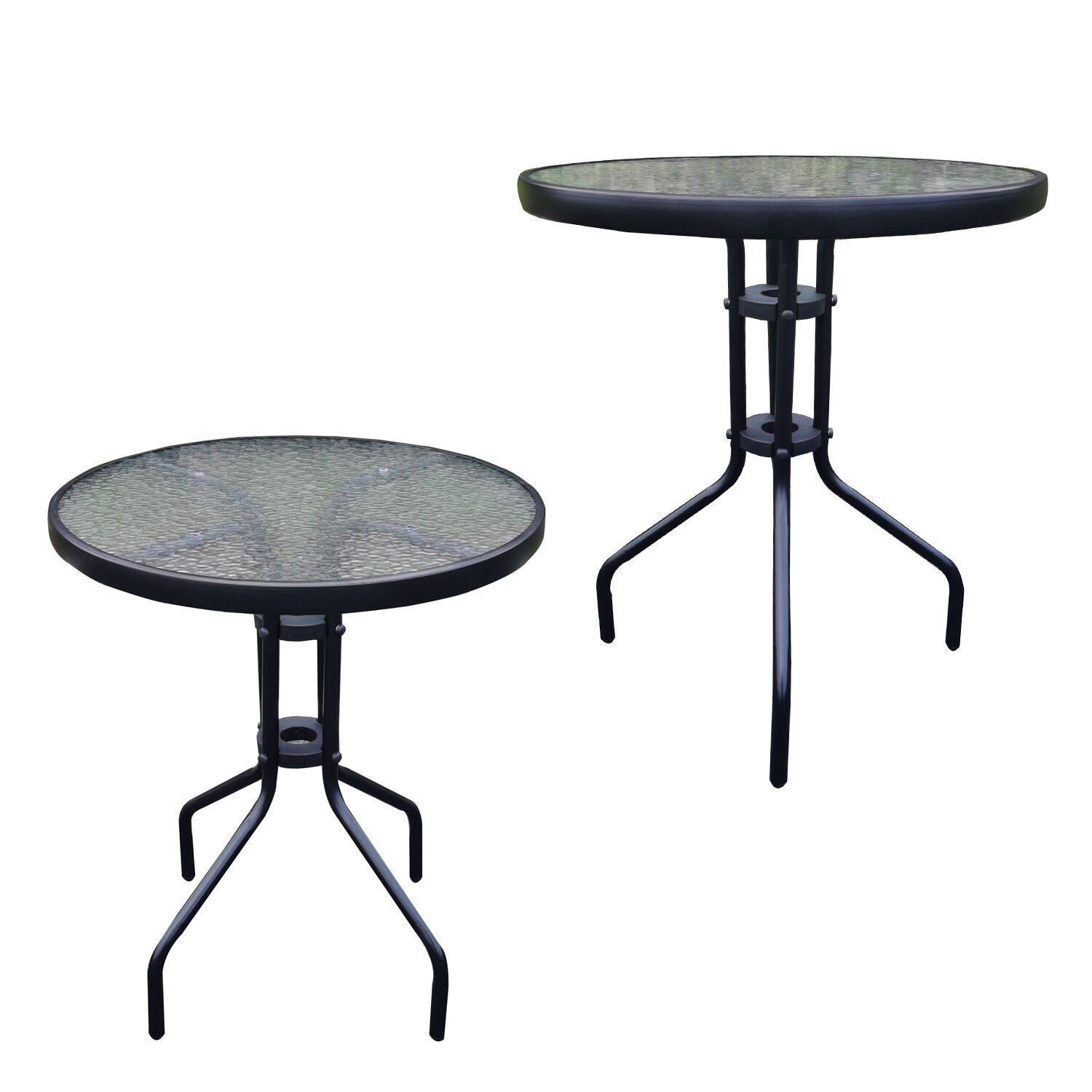 Mesa De Terraza De Vidrio Y Acero 70x60cm Negra image number 3.0