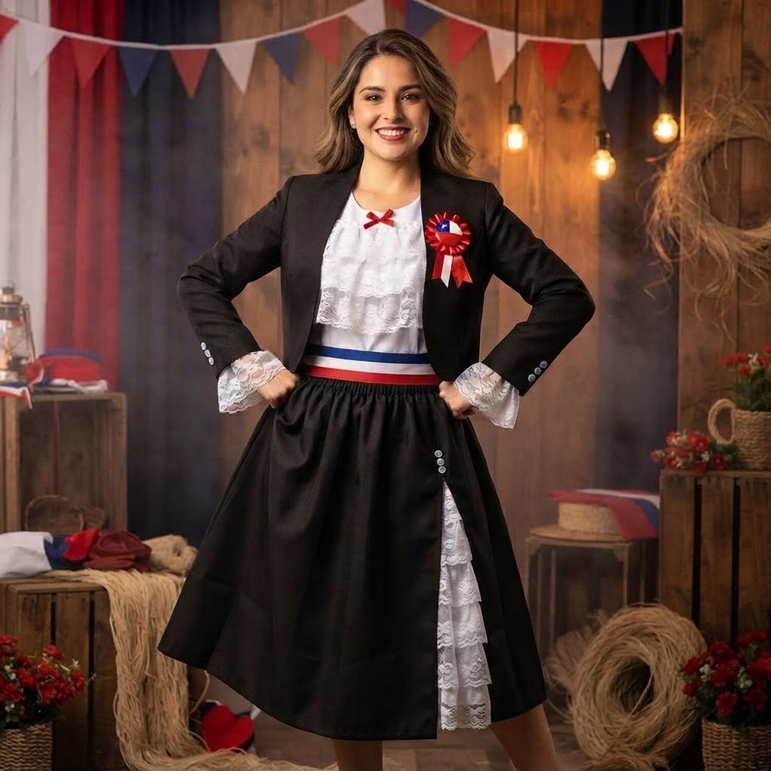 Traje Huasa Tradicional Para Ni&ntilde;as, Adultas image number 16.0