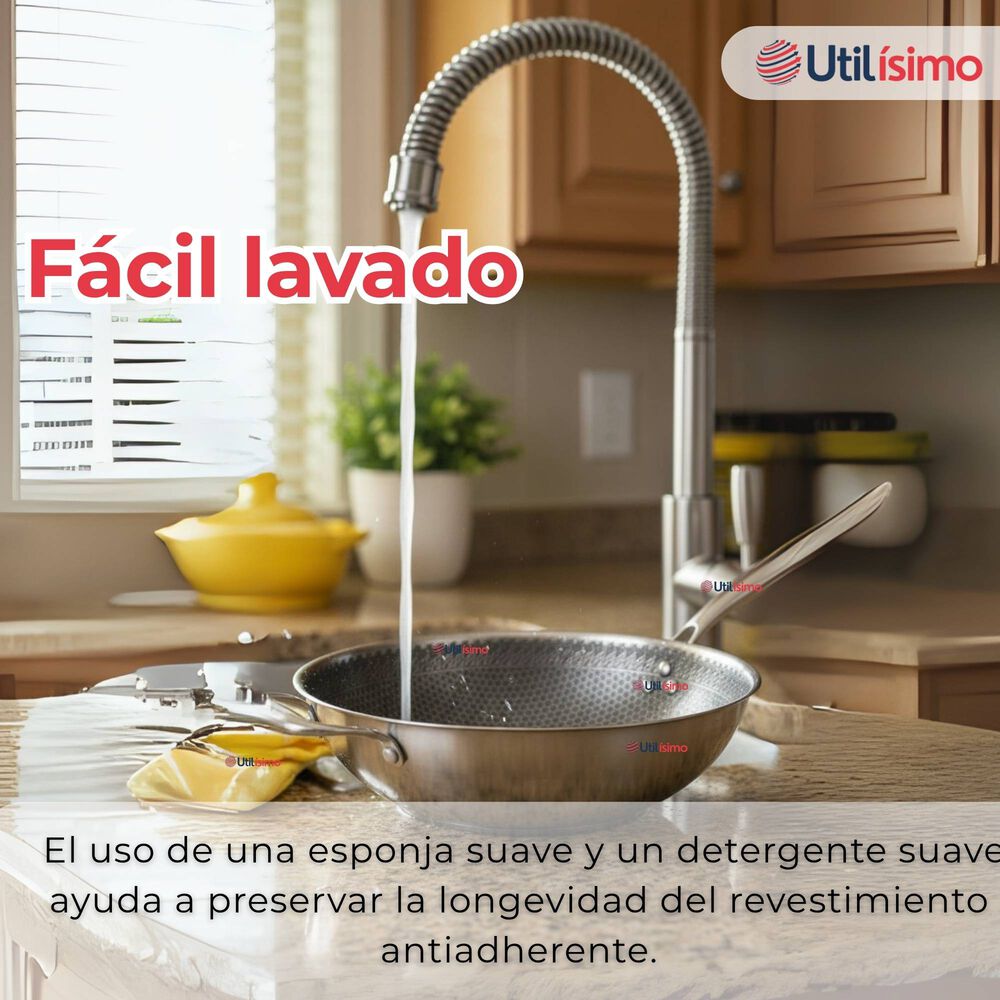 Sart&eacute;n Wok Acero Inoxidable Antiadherente Para Saltear Fre&iacute;r 34cm image number 7.0