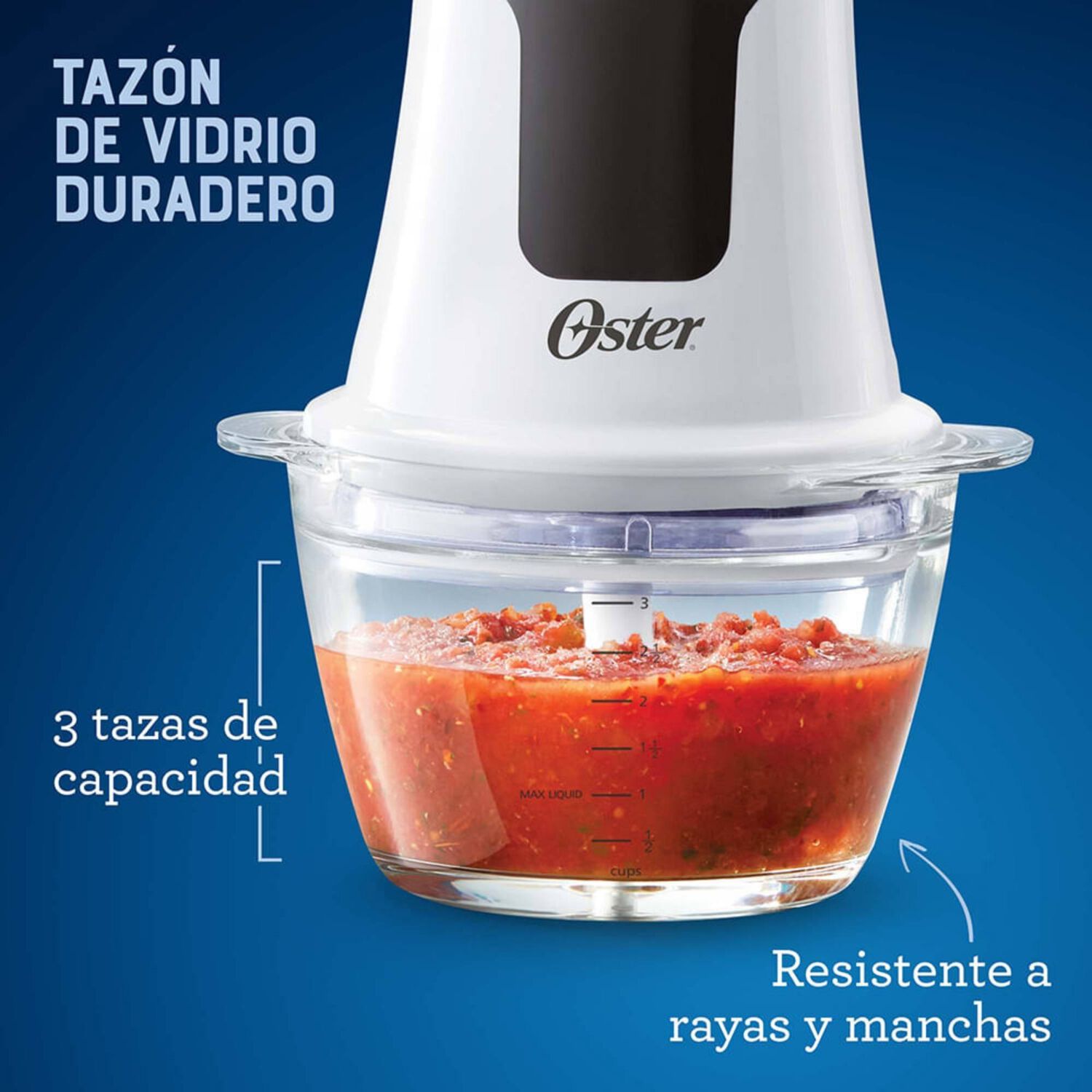 Mini Picadora Oster 3 Tazas Con Taz&oacute;n De Vidrio Fpstfp3340 Versi&oacute;n 2026 image number 5.0