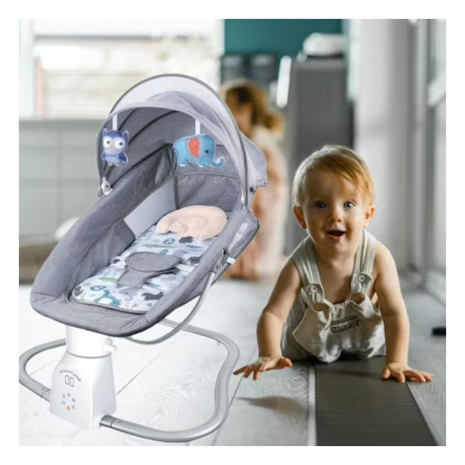 Silla Mecedora Con Control Remoto Para Siestas De Bebes Infantil image number 2.0