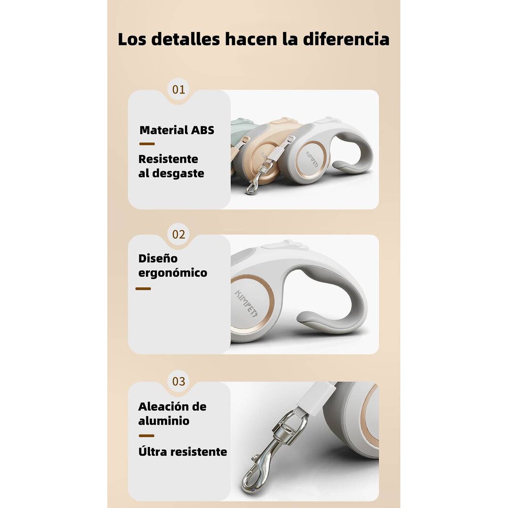 Correa Retr&aacute;ctil Para Mascotas 5mts Dorada By Lubabycas image number 2.0