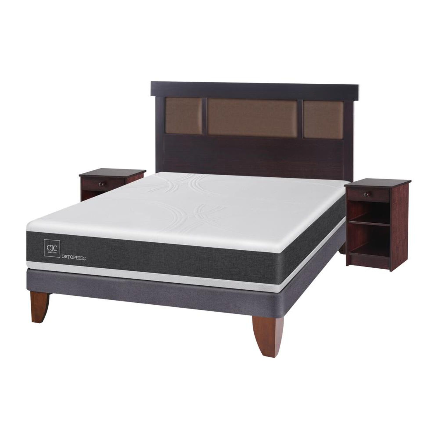 Cama Europea Cic Ortopedic / 2 Plazas / Base Normal + Set De Maderas image number 1.0