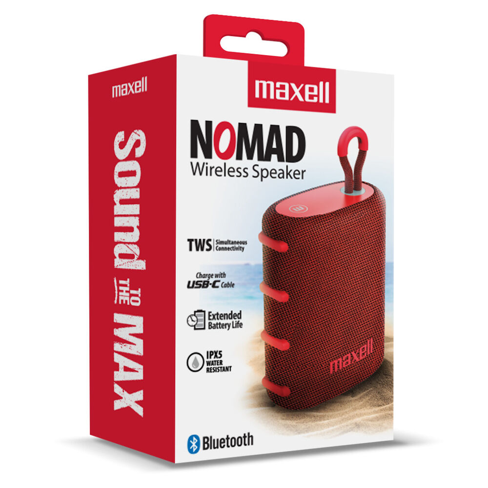 Parlante Bluetooth Portátil Maxell Nomad Tws 15 Hr Ipx5 Rojo image number 1.0