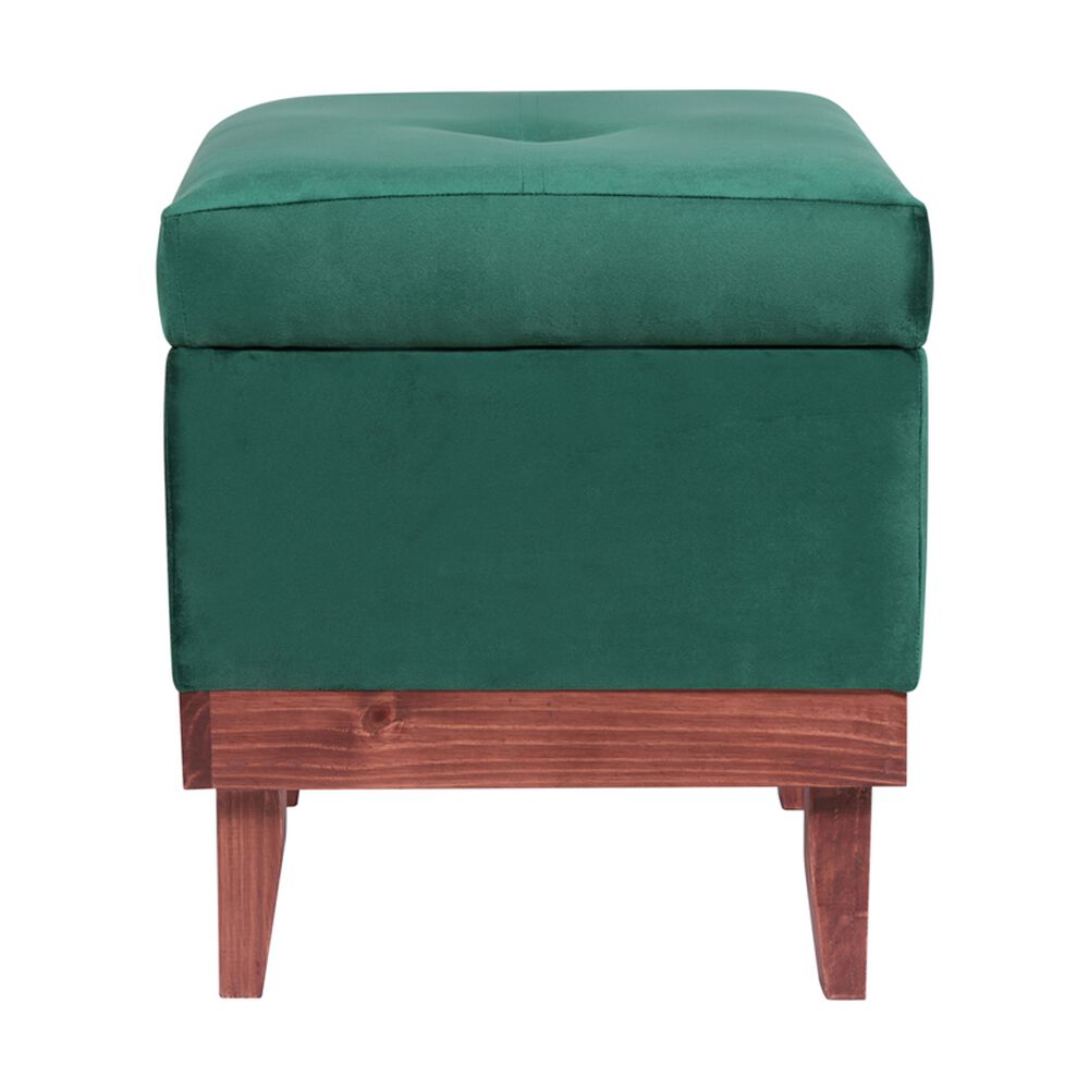 Pouf Baúl Emilia Verde Botella Felpa 45x45x46 Cm image number 0.0