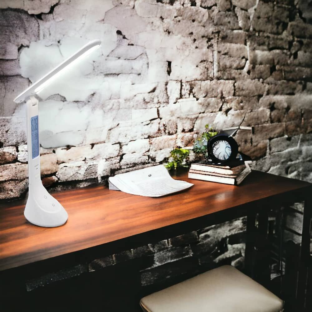 Lampara De Escritorio Led Recargable Touch Con Reloj Dl368 image number 14.0