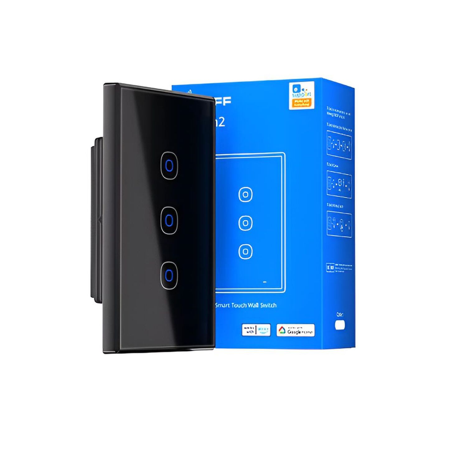 Interruptor Wifi Touch Sonoff Txgen2 De 3 Canales Negro image number 2.0