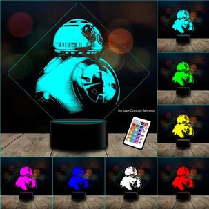 Lámpara 3d Star Wars Bb8 Control Remoto