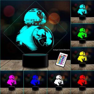 L&aacute;mpara 3d Star Wars Bb8 Control Remoto