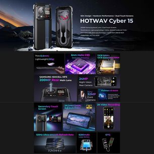 Hotwav Cyber 15 - Smartphone Resistente Con C&aacute;mara De 200mp Y Pantalla Secundaria