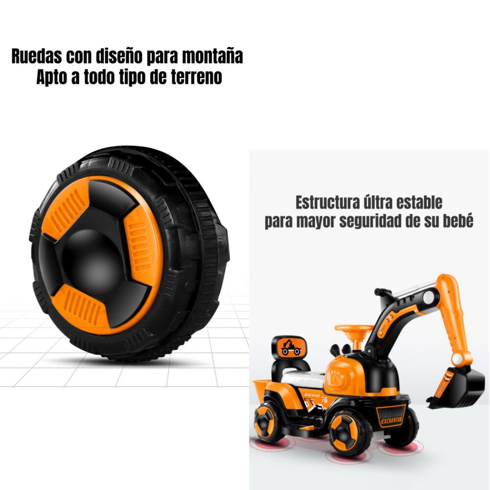Excavadora Eléctrica Montable Luces Música Lubabycas Azul image number 2.0