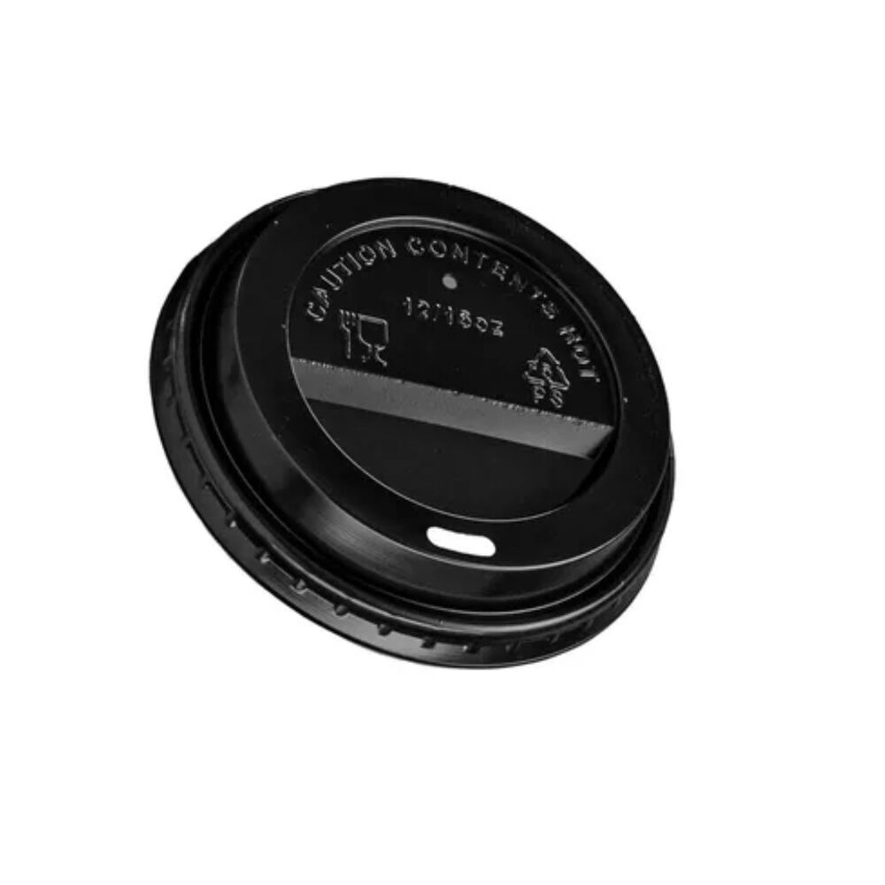 Set 40 Tapas Vaso Cafe 12oz Tapa Desechable Plastico Negro image number 1.0