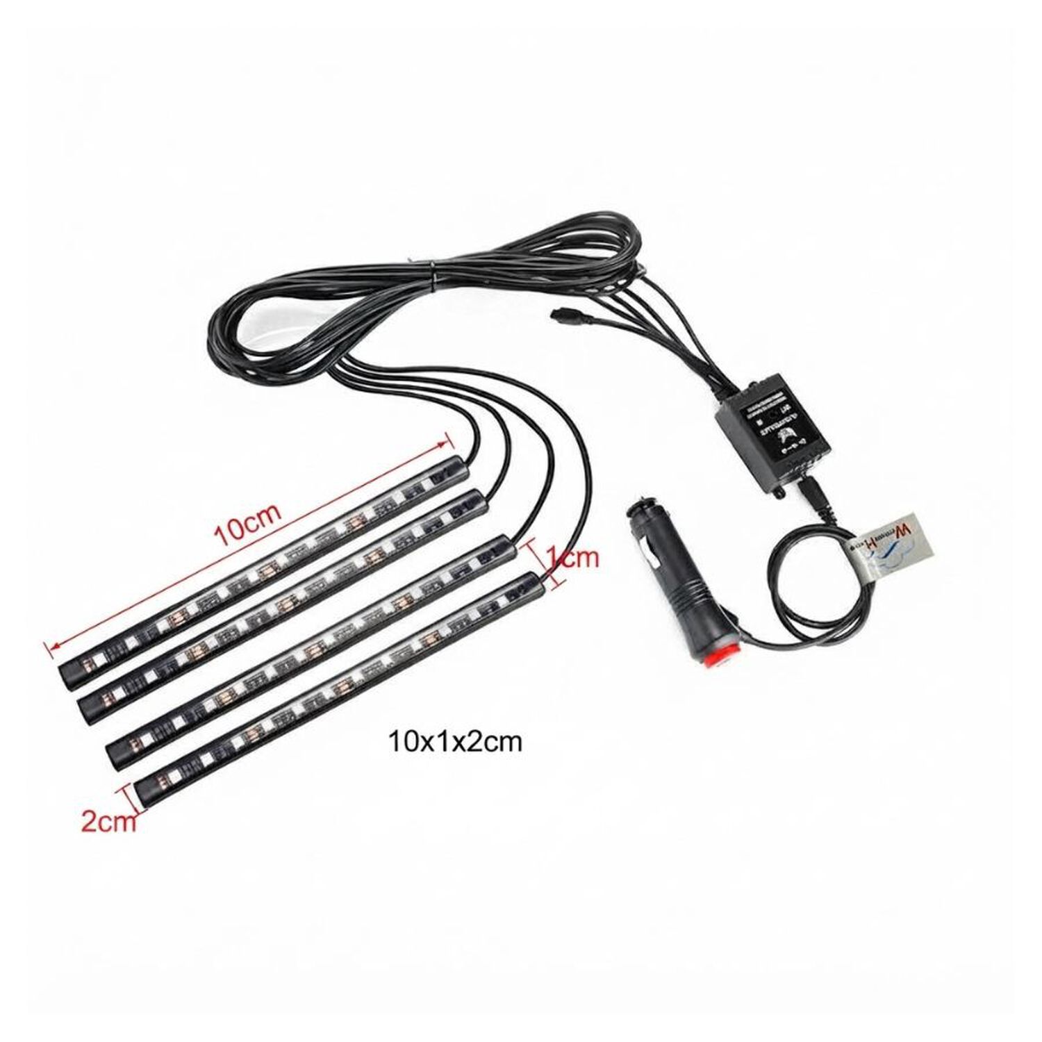 Tiras Led Rgb Interior Auto Reactivas Al Sonido Con Control Remoto 4 Piezas image number 6.0