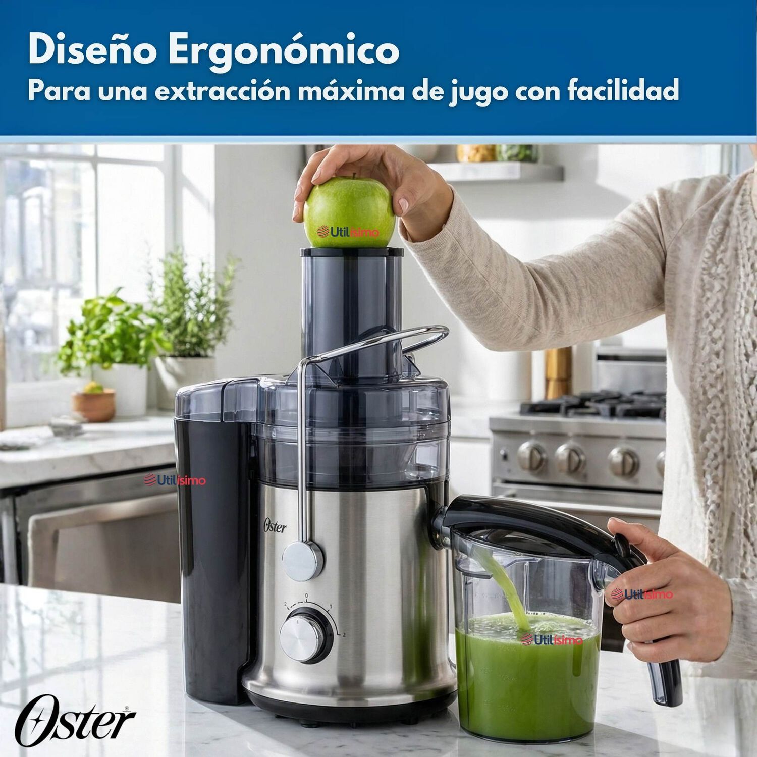 Oster Extractor De Jugos, Con 2 Velocidades + Pulso, Y F&aacute;cil De Limpiar, Negro Y Plateado, Fpstje320s image number 3.0