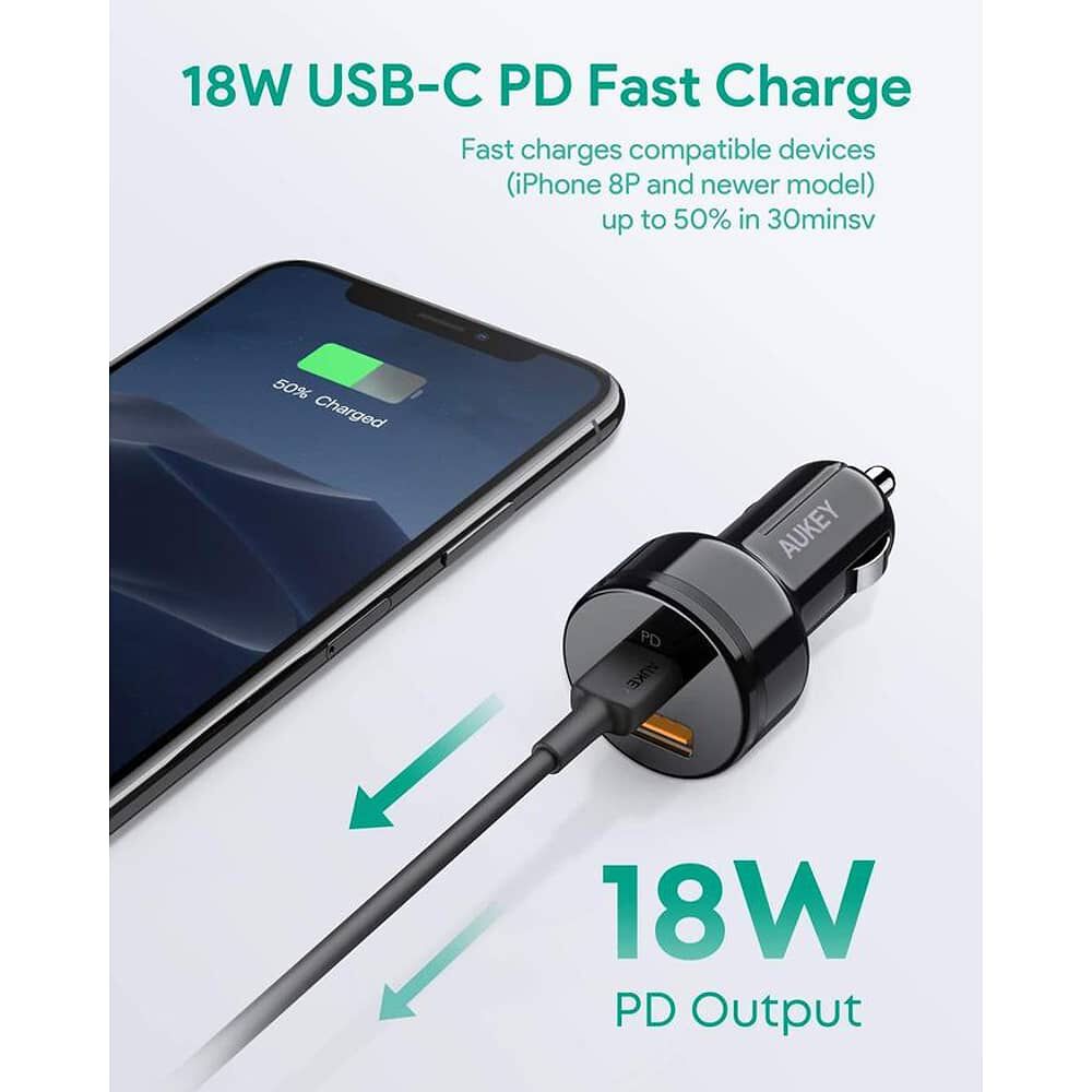 Aukey Cargador De Veh&iacute;culo Usb-a / Usb-c 36w Negro Cc-y18 image number 2.0