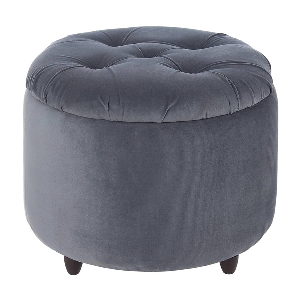 Pouf Ba&uacute;l Zoe Gris Felpa 60x60x50 Cm M&aacute;xima Design image number 0.0