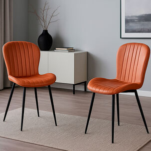 Pack 2 Sillas De Comedor Pu Café Patas Metálicas Pack 2 Sillas De Comedor Pu Café Patas Metálicas